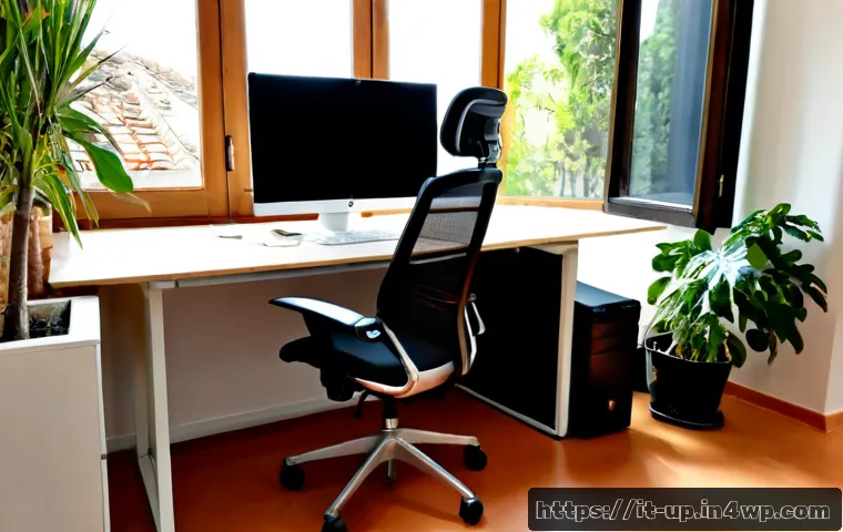 Home 13 에르고노믹 가구를 활용한 작업 공간 만들기 - Photorealistic ergonomic home workspace in a bright Italian apartment, height-adjustable wooden desk...